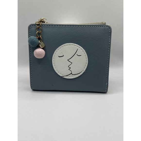 New Wallet Square Small Purse Money Card Holder Gray Art Deco Faux Leather - Picture 1 of 9